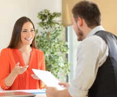 Woman talking in a job interview