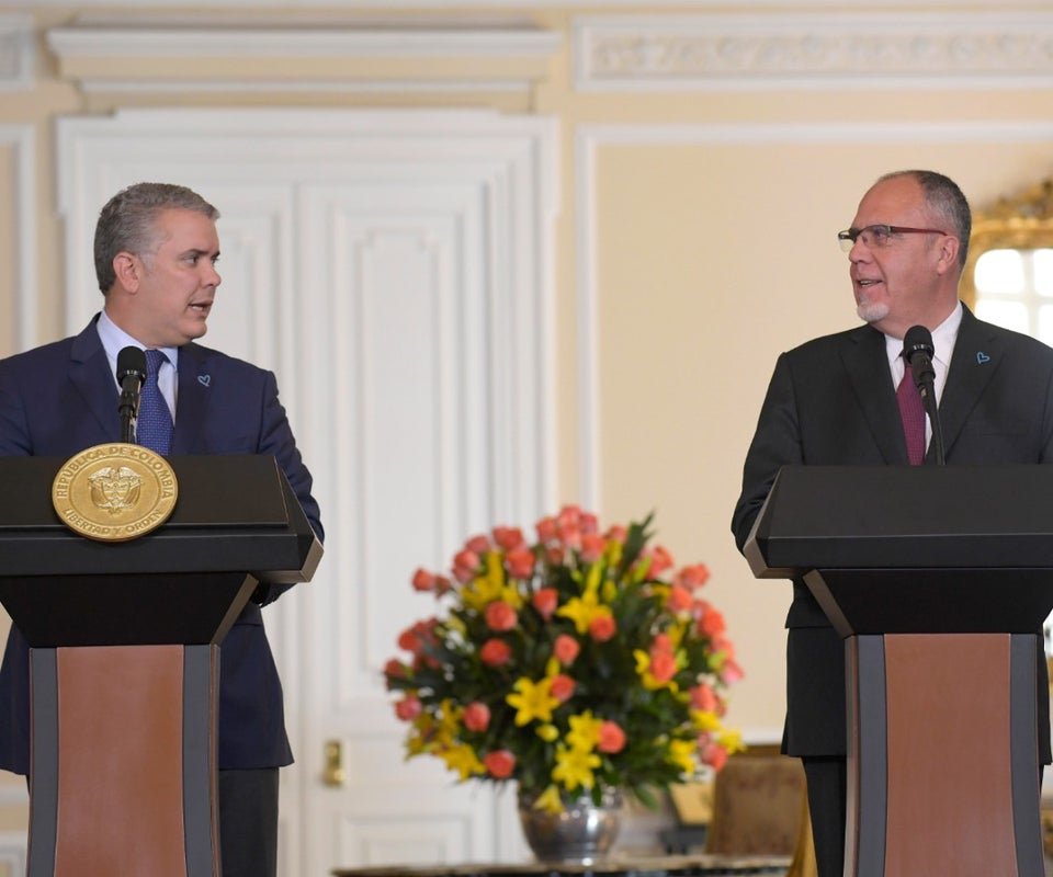 Presidente Iván Duque y representante de Onudc Pierre Ladaque