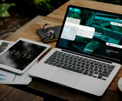 Digital Laptop Working Global Business Concept