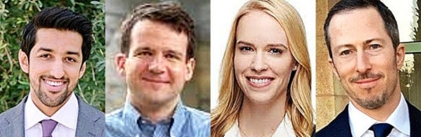 De izquierda a derecha: Moiz Khan (Palestra Capital); Alex Schiller (Bridgewater Associates); Olivia Rogan (KKR); y Michael Englander (Greenland Capital).