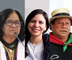 De izquierda a derecha, Leonor Zalabata Torres, nueva embajadora ante la ONU; María Patricia Tobón Yagarí, dirigirá la Unidad de Víctimas; Giovani Yule, dirigirá la Unidad de Restitución de Tierras.