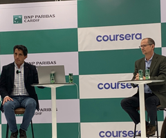 Jorge Hernández, CEO de BNP Paribas Cardif en Colombia y Jeff Maggioncalda, CEO de Coursera