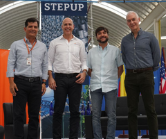 Manuel Herrera, gerente de Zona Franca La Cayena; David Gasull, representante de Stepup; Jaime Pumarejo, alcalde de Barranquilla, y Alberto Vives, director de Andi Atlántico.