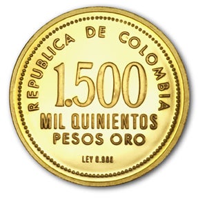 Moneda conmemorativa de oro de 1.500 pesos oro