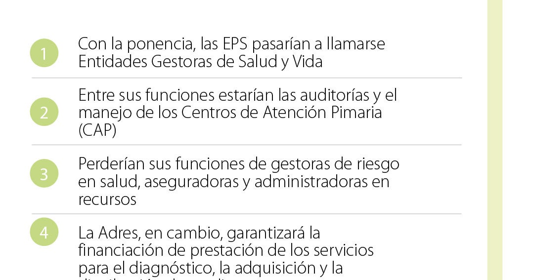 Así será el papel de las EPS según lo que se propone en proyecto de ...