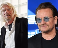 Richard Branson, fundador del grupo Virgin; Bono, vocalista de U2. Foto: Bloomberg.