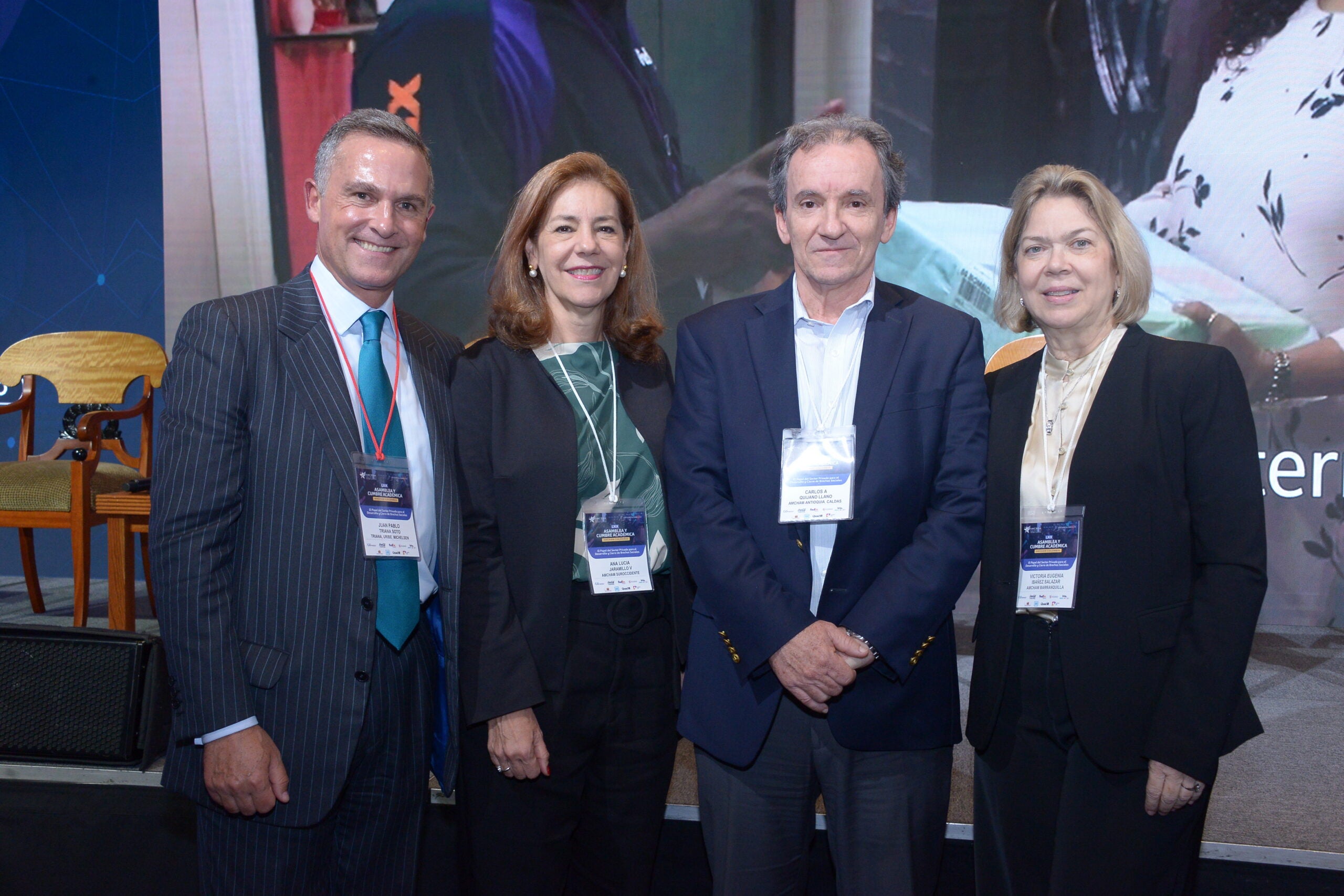 Juan P. Triana, Uribe, Michelsen; Ana Jaramillo, Carlos Quijano y Victoria Ibañez, de AmCham Suroccidente, Antioquia y Barranquilla.