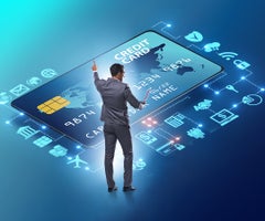 Online banking concept with businessman