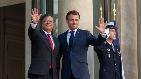 Presidente Gustavo Petro, Presidente de Colombia; Emmanuel Macron, presidente de la República Francesa. Foto: Colprensa