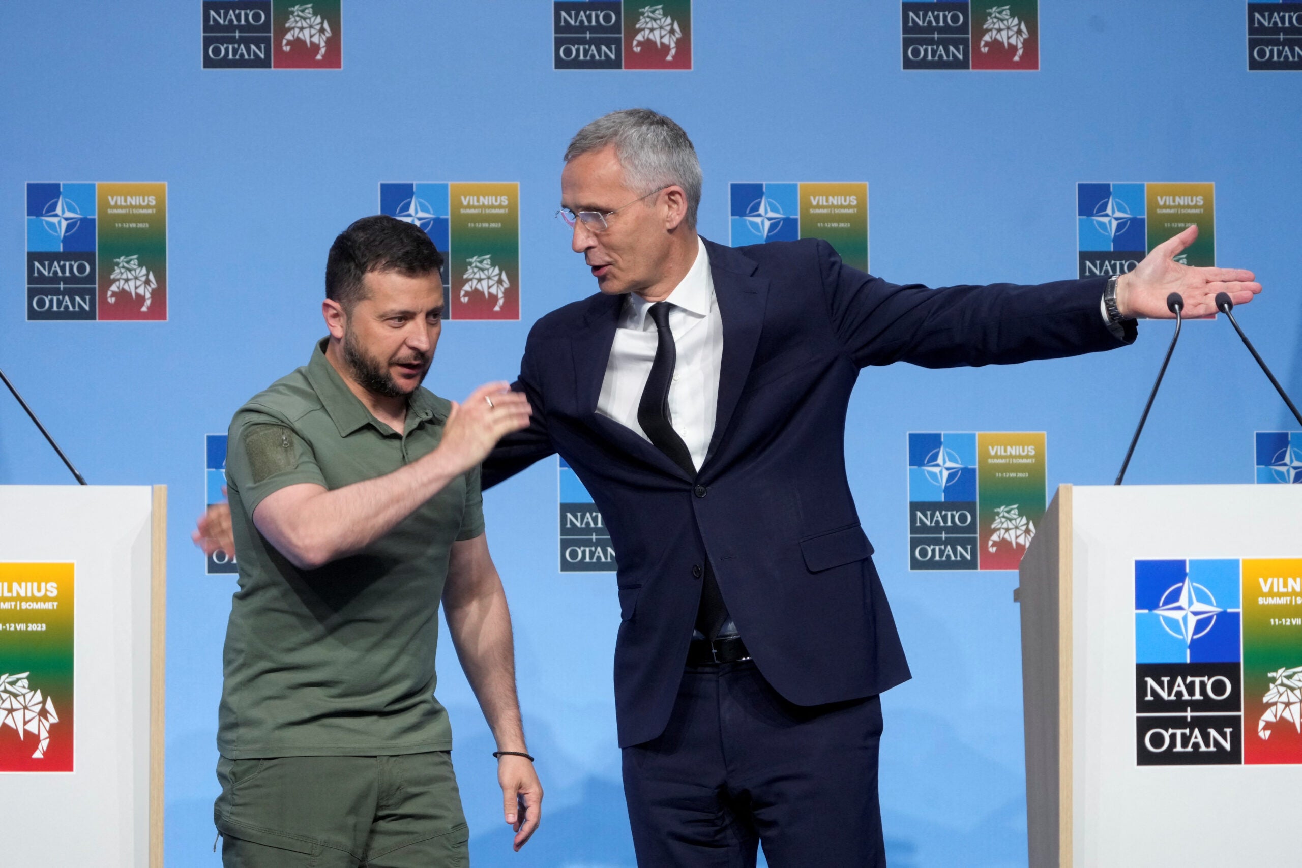Volodymyr Zelenskiy y Jens Stoltenberg, secretario general de la Otan 