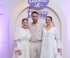 Carolina Henao, directora de la Fundación Avon para las Mujeres; Guillermo Castro, diseñador; y Cristina Iregui Casas, directora de mercadeo de Alpina.