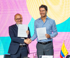 Rémy Rioux, director del Grupo AFD, y Javier Díaz, presidente de Bancoldex