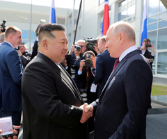 Lider Kim Jong Un y presidente Vladimir Putin