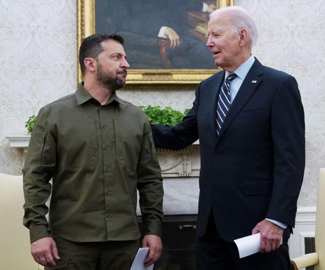 El presidente ucraniano, Volodímir Zelenski durante una visita a la Casa Blanca con Joe Biden