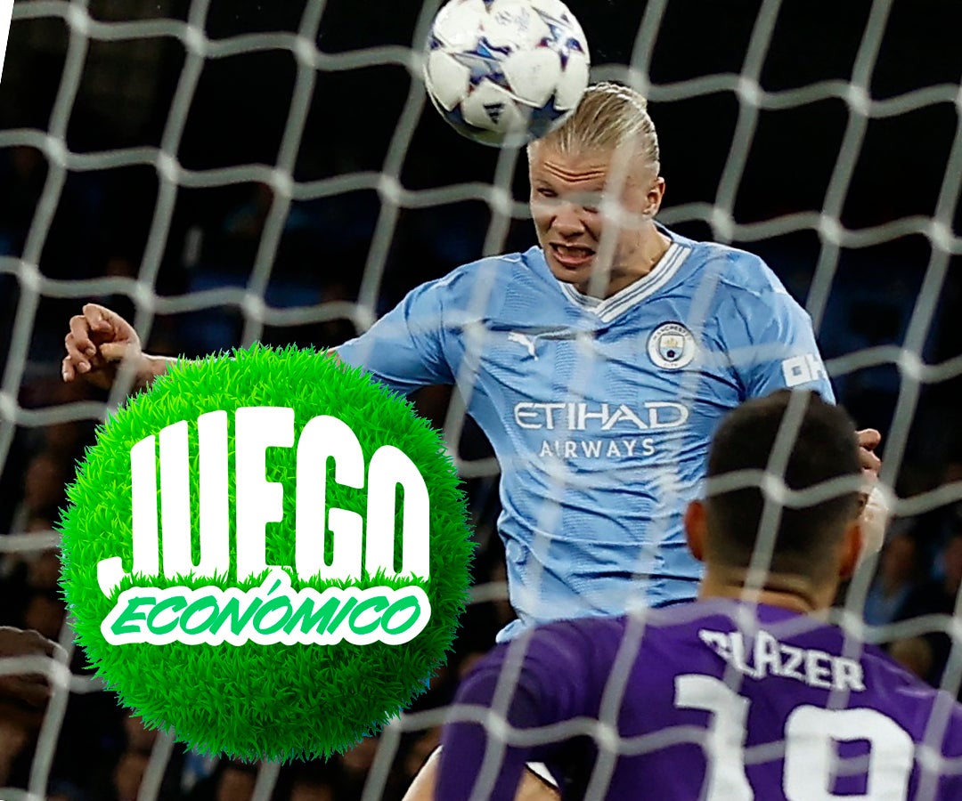 Soccer Football - Champions League - Group G - Manchester City v Crvena Zvezda - Etihad Stadium, Manchester, Britain - September 19, 2023 Manchester City's Erling Braut Haaland heads at goal Action