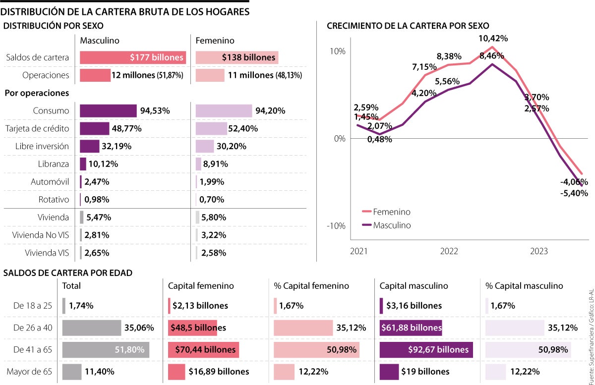Distribución de la cartera bruta de los hogares