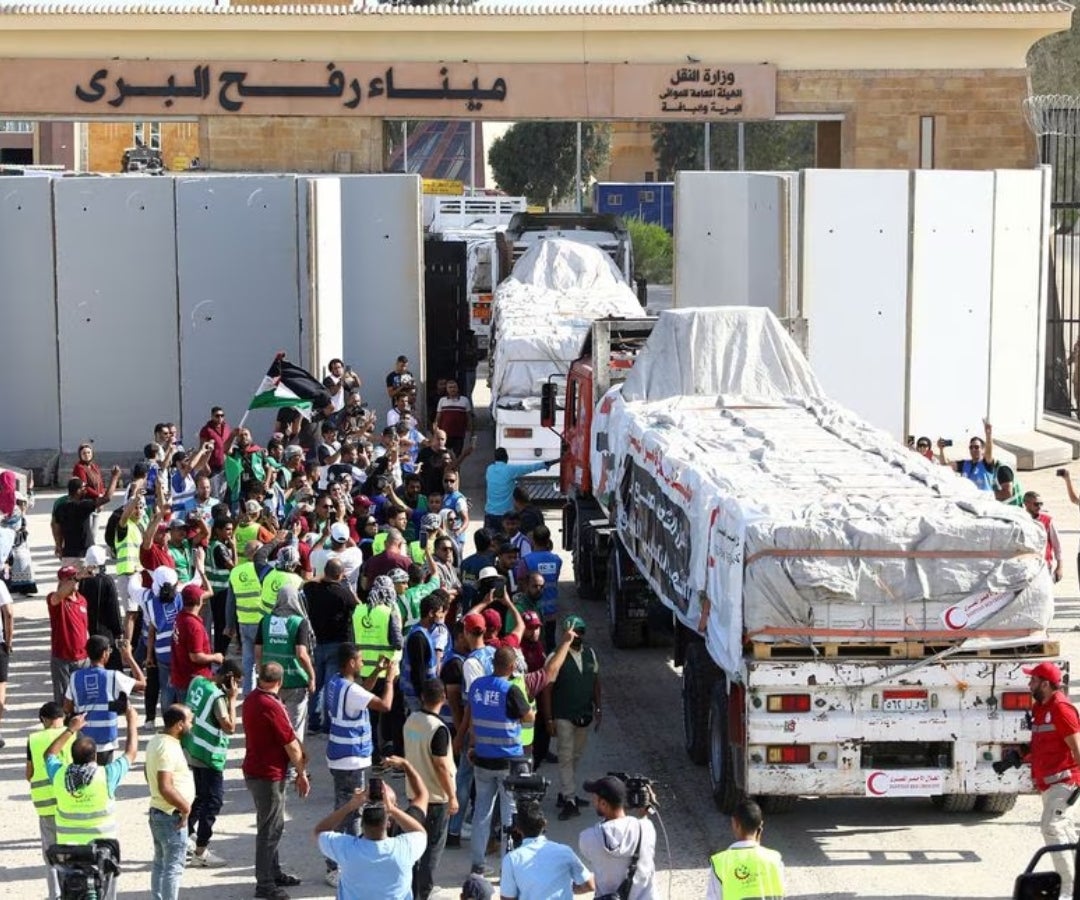 Entre los puntos del acuerdo de tregua es dejar pasar ayuda humanitaria a la Franja de Gaza.