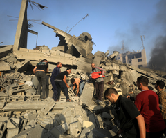 Bombardeo en la ciudad de Gaza