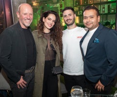 Diego Trujillo, actor; Angela Piedrahita, actriz; Edgar Caro, infuencer; y Diego Cabrera, director Grupo Davinci PR Kalley.