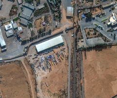 Imagen satelital de la frontera entre Rafah y Egipto