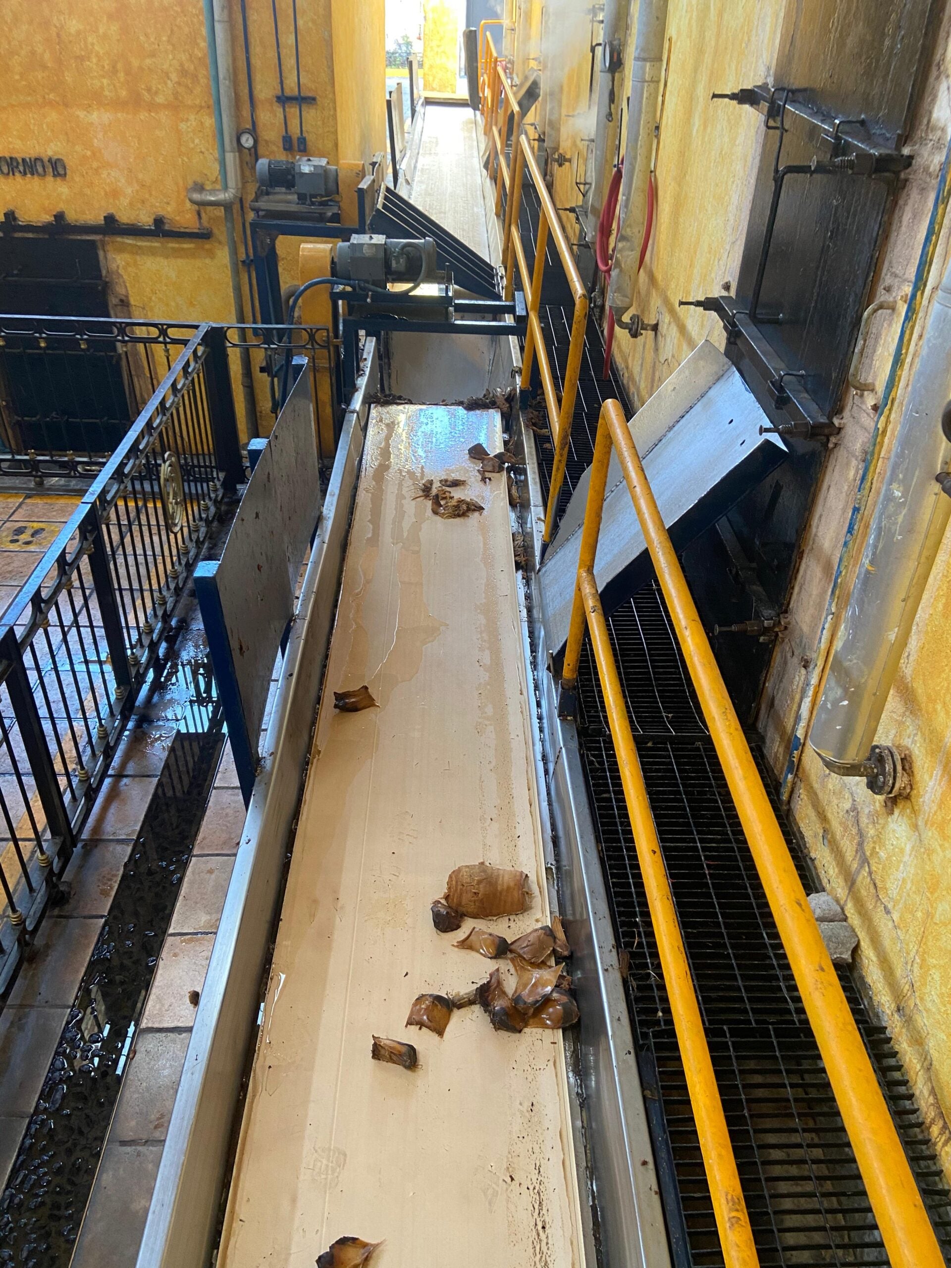 Bandas móviles que van hacia el área de molienda