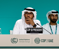 El ministro de Industria y Tecnología Avanzada de los Emiratos Árabes Unidos y presidente de la COP28, Sultan Ahmed Al Jaber