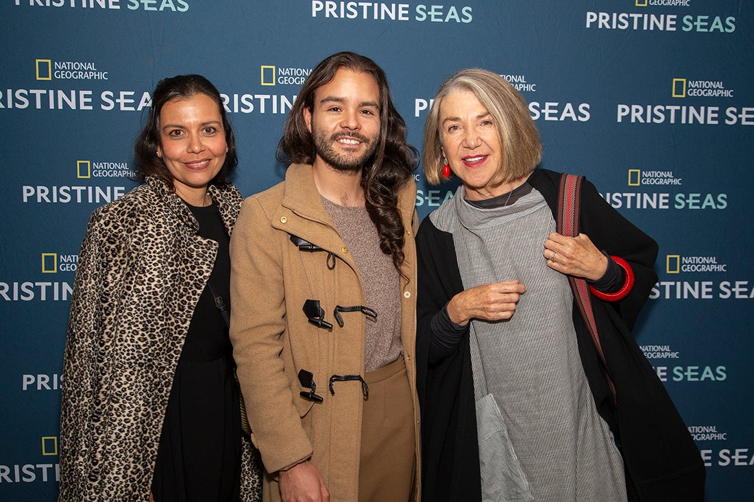 Lina Osorio, diseñadora de sombreros; Nicolás Silva; y Constanza Duque, actriz.