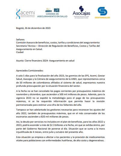 Comunicado de los gremios de salud