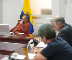El presidente Gustavo Petro en reunión de emergencia para recuperar los Juegos Panamericanos