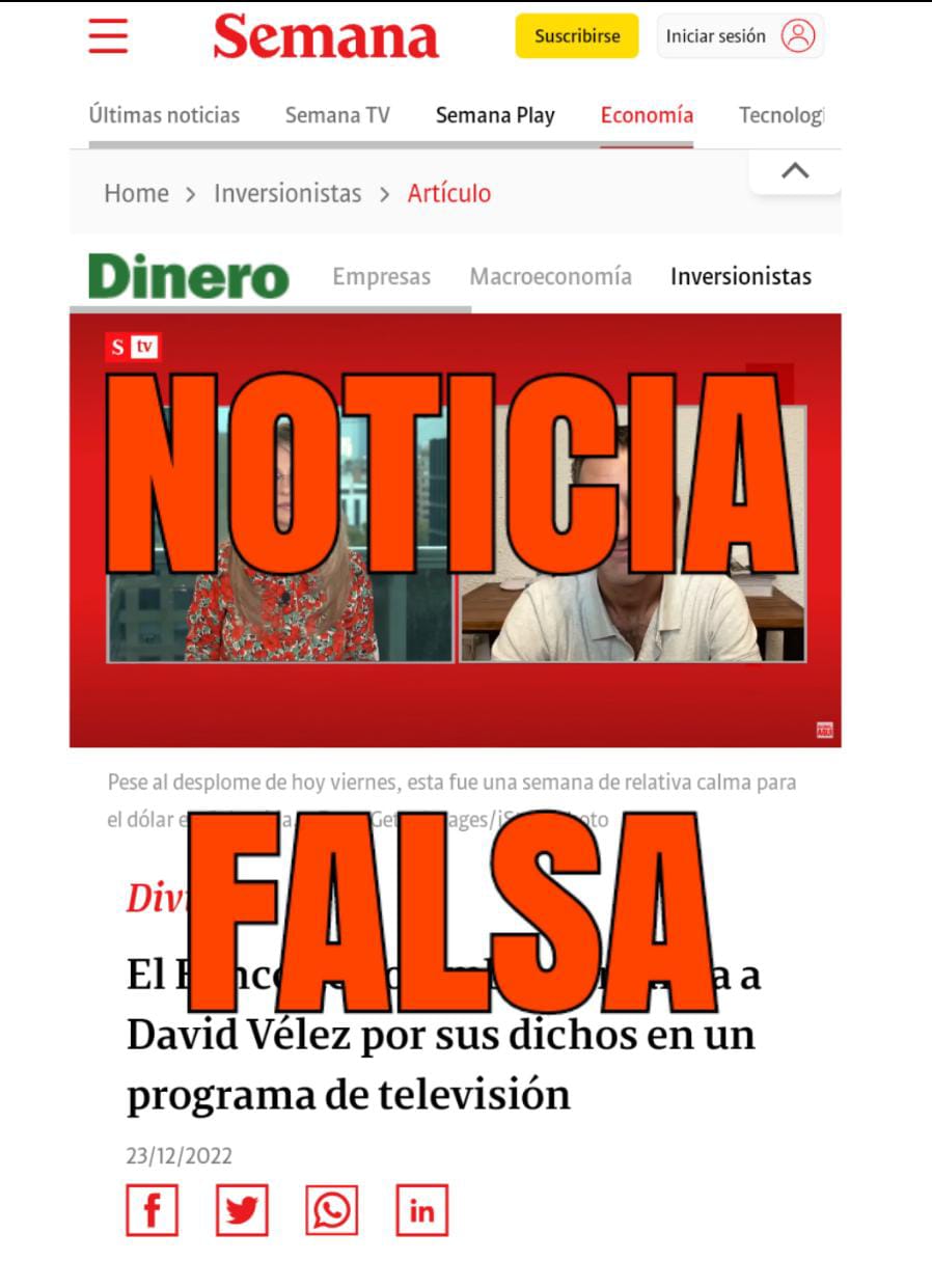 Noticia Falsa David Vélez