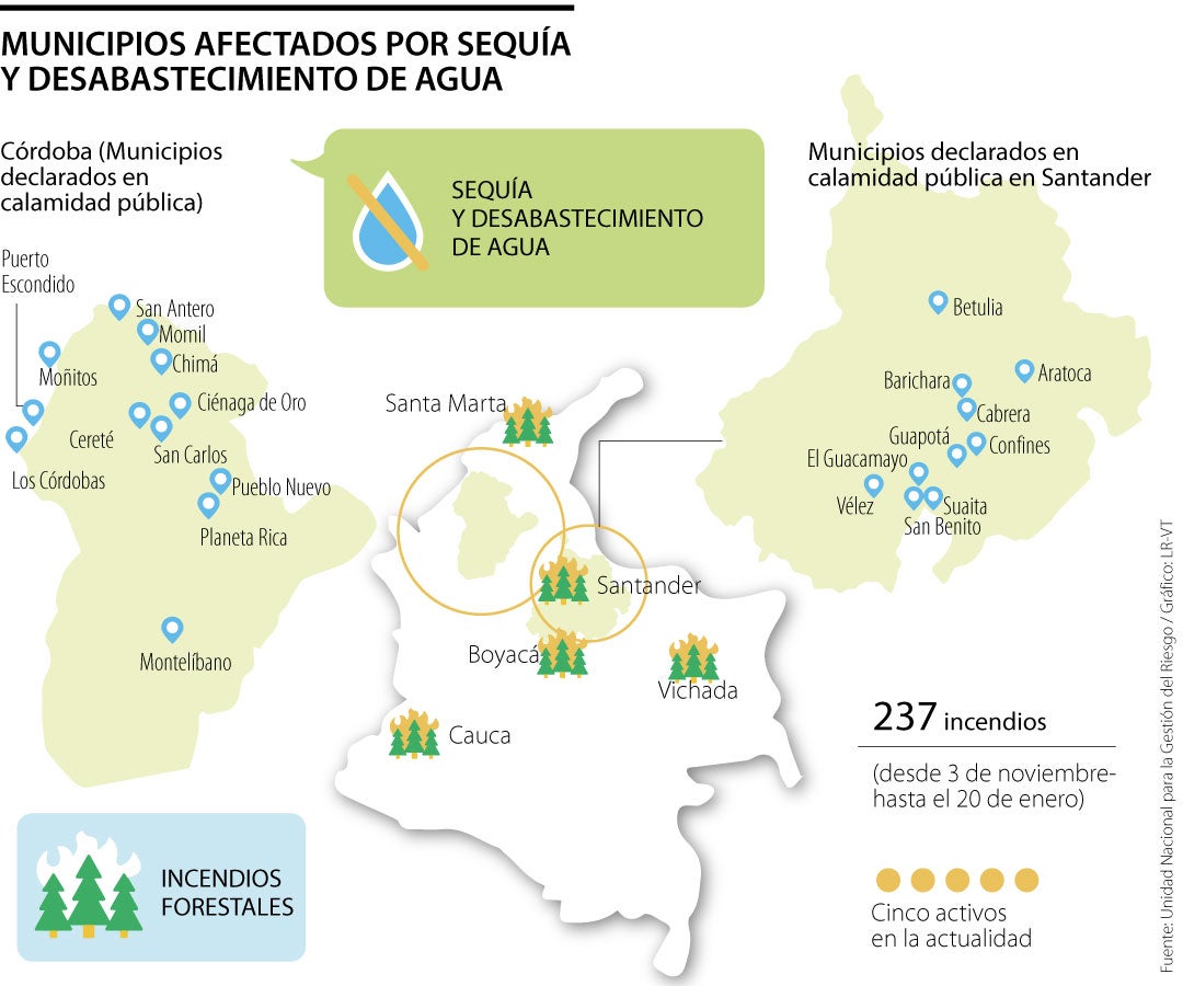 Municipios afectados por incendios y desabastecimiento de agua