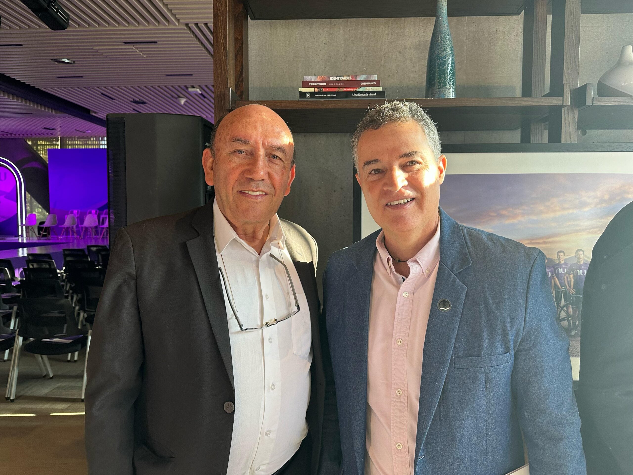 Fabio Parra, exciclista, y Aníbal Gaviria, exgobernador de Antioquia.