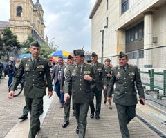 El director de la Policía, general William Salamanca, llega al Palacio de Justicia