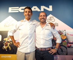 Egan Bernal y Camilo Reina en el lanzamiento de Cycla