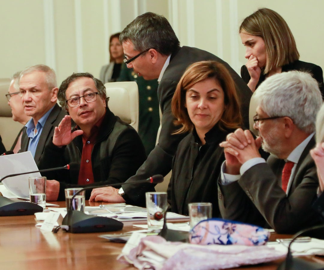 El presidente Gustavo Petro en reunión de ministros