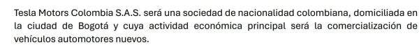 Constituyen a Tesla en Colombia