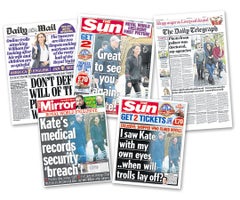 Periódicos en Reino Unido han dedicado sus tapas a las dudas con Kate Middleton.