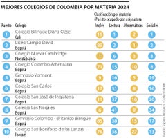 Mejores Colegios por materia 2023-2024, según Sapiens