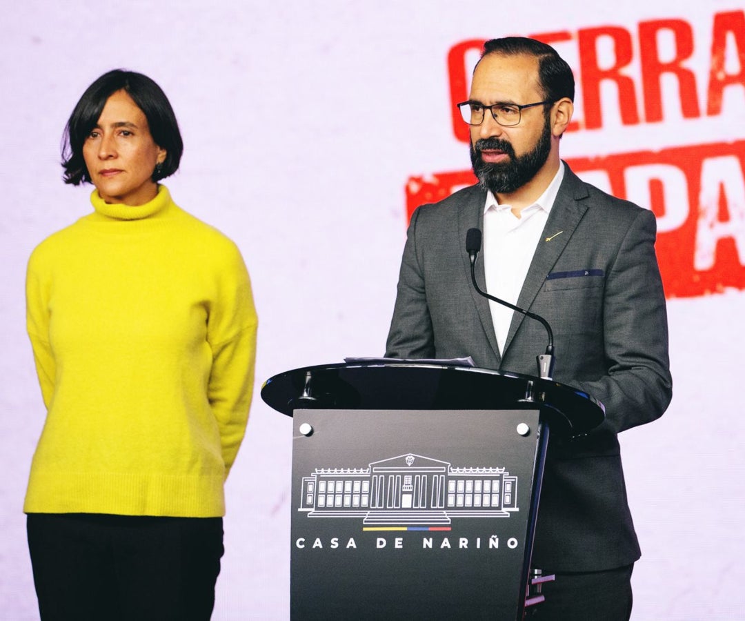 La ministra de Ambiente, Susana Muhamad, y el ministro de Minas y Energía, Andrés Camacho