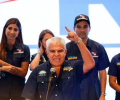 José Raúl Mulino, durante su discurso de victoria en Panamá José Raúl Mulino, durante su discurso de victoria en Panamá