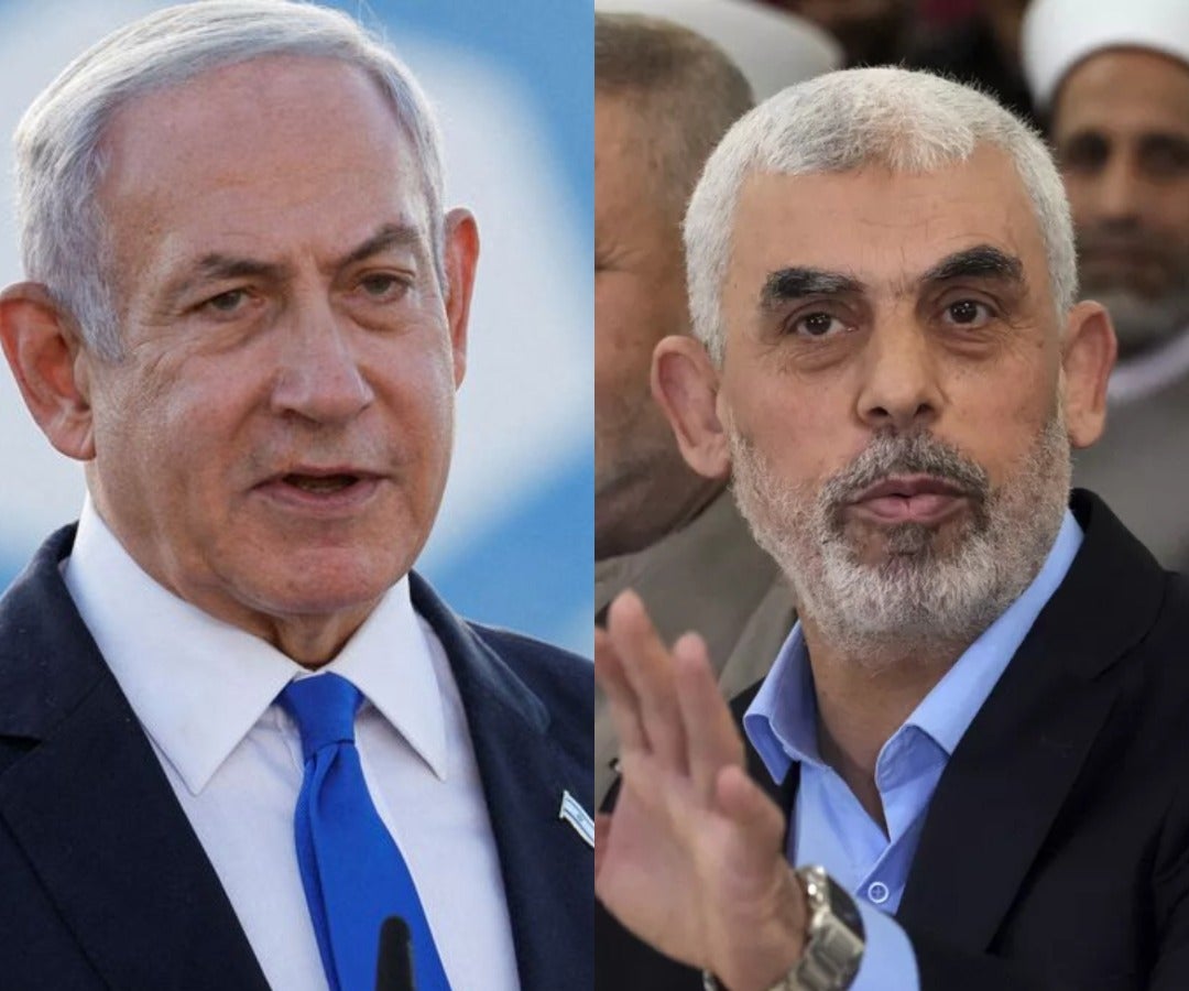 El primer ministro israelí, Benjamín Netanyahu y el líder de Hamás, Yahya Sinwar.