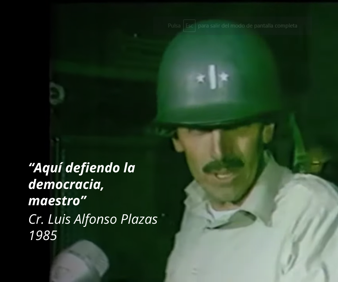 Reacción del coronel Luis Alfonso Plazas Vega a un periodista que buscaba entrevistarlo en la retoma al Palacio de Justicia.