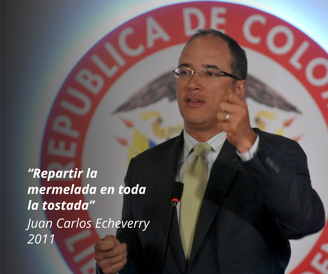 El titular de la cartera de Hacienda, Juan Carlos Echeverry, se pronunciaba sobre la nueva ley de regalías que se tramitaba en el Congreso