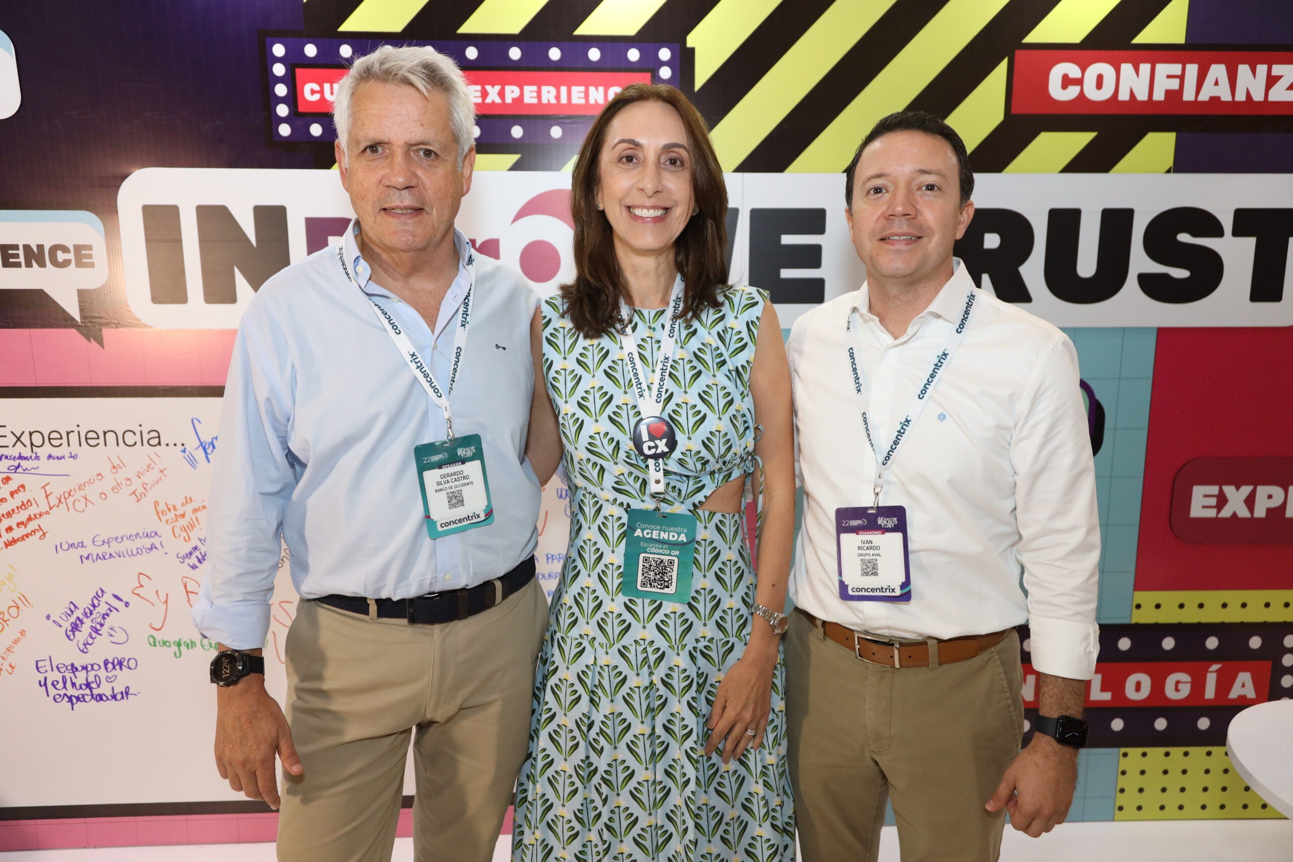 Gerardo Silva Castro, presidente de Banco de Occidente; Julia Fernández, gerente general de Nexa BPO; e Iván Mauricio Ricardo, de Grupo Aval.
