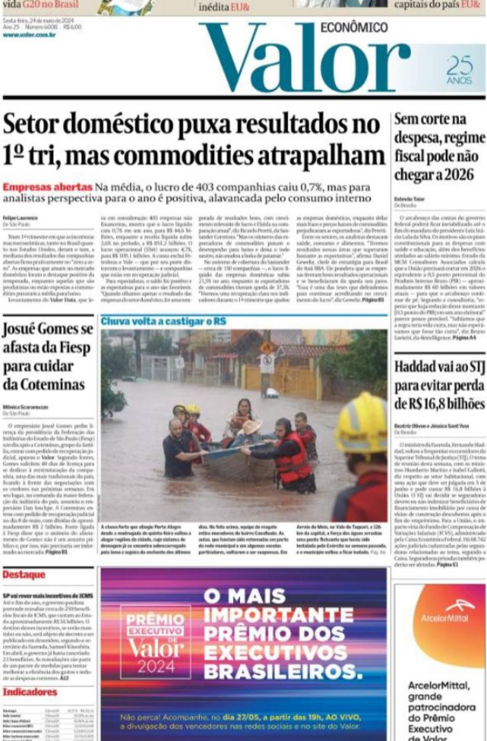 Portada Valor Económico 24 de mayo