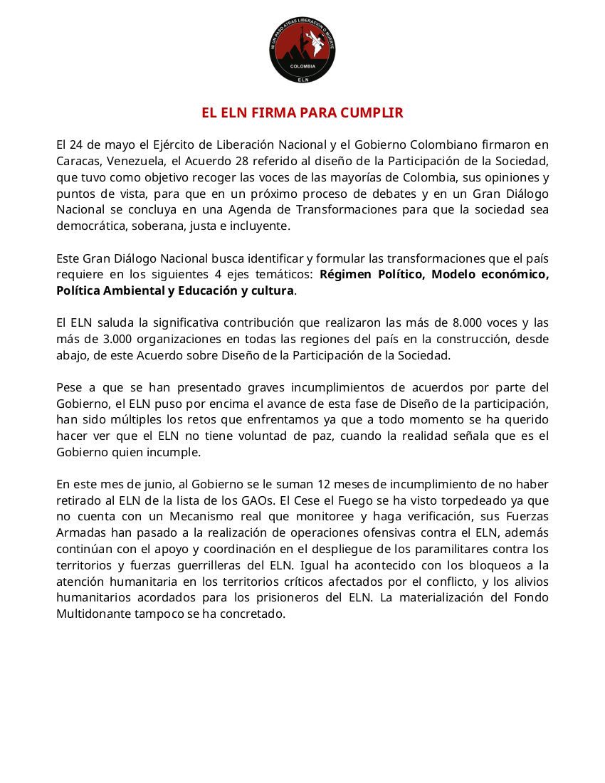 Comunicado del ELN
