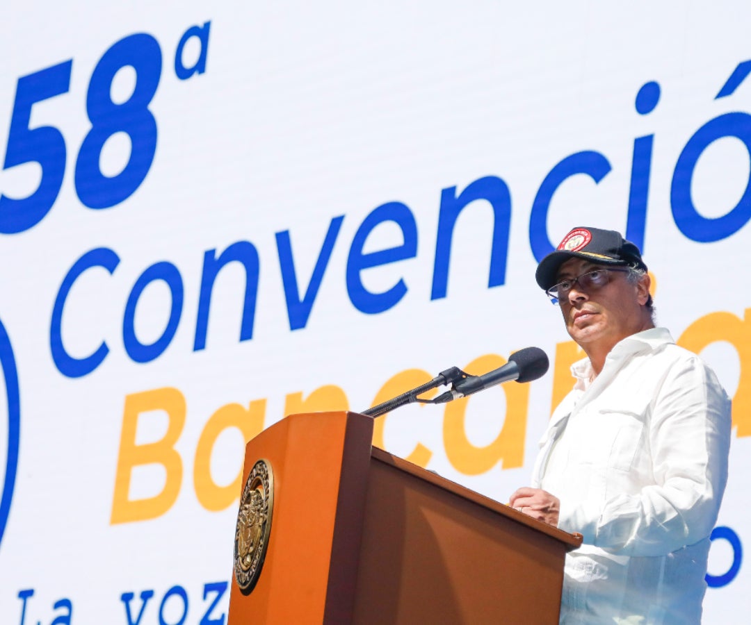 El presidente Gustavo Petro durante el cierre de la Convención Bancaria de 2024