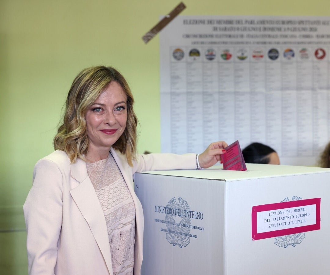 Giorgia Meloni vota en las elecciones europeas en Roma, Italia, el 8 de junio