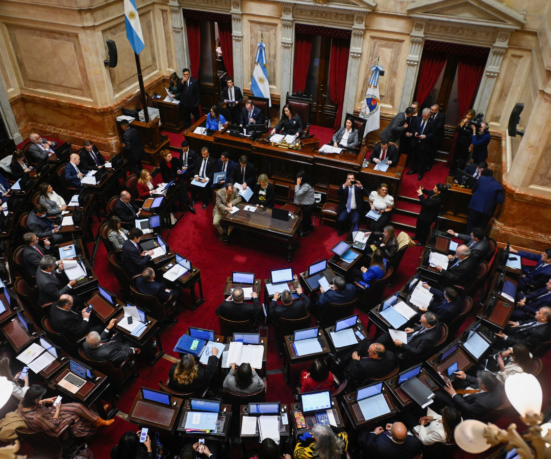Los legisladores se reúnen para debatir el proyecto de ley de reforma económica del presidente argentino Javier Milei, conocido como el "proyecto ómnibus", en el Congreso Nacional.