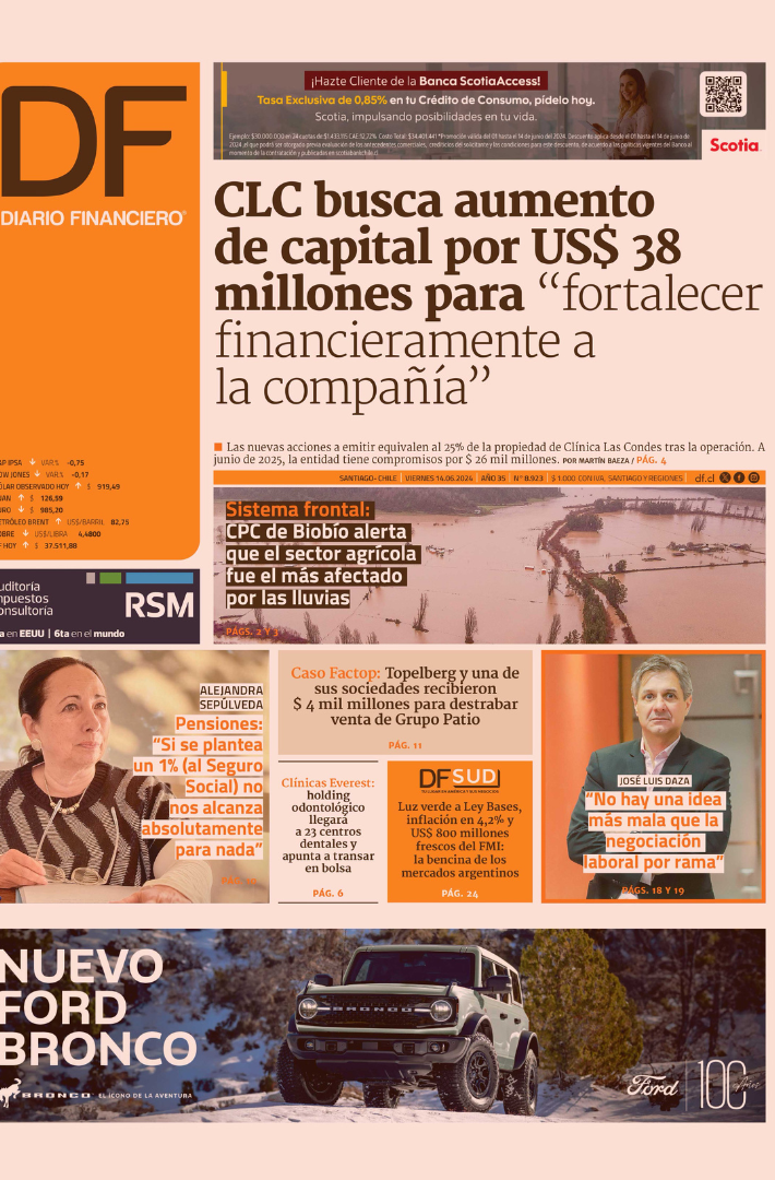 Portada Diario Financiero 14 de junio